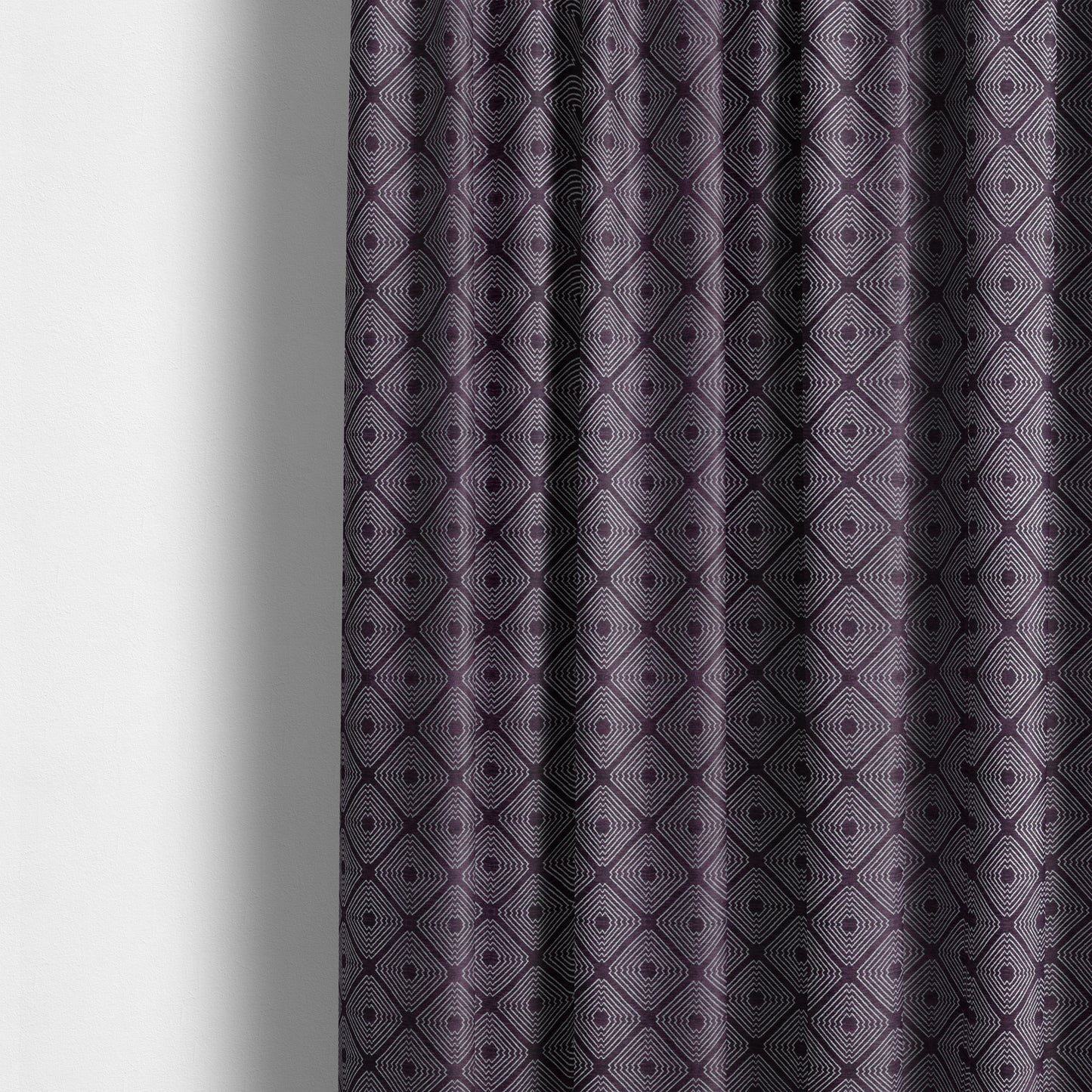 Azima Modern Sharp Geometric Pattern Purple Silver Shine Upholstery Fabric JO-318 - Made To Measure Curtains