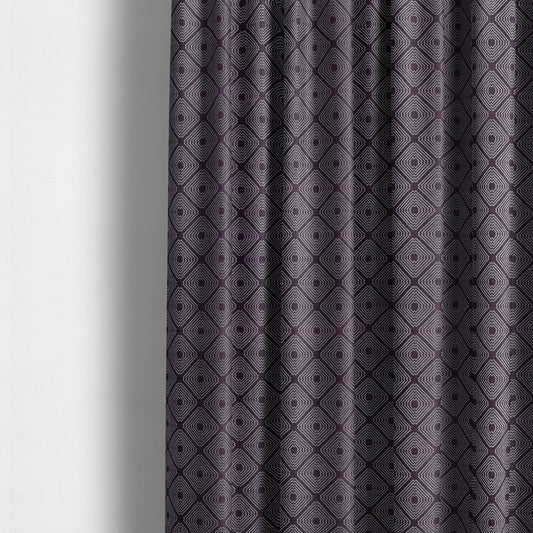 Azima Modern Sharp Geometric Pattern Purple Silver Shine Upholstery Fabric JO-318 - Made To Measure Curtains