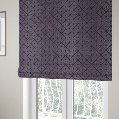 Azima Modern Sharp Geometric Pattern Purple Silver Shine Upholstery Fabric JO-318 - Roman Blinds