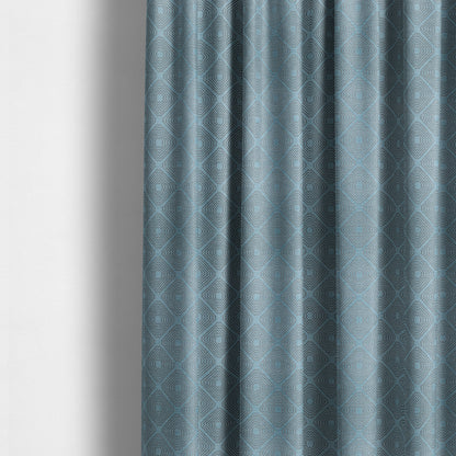 Azima Modern Sharp Geometric Pattern Light Blue Shine Upholstery Fabric JO-319 - Made To Measure Curtains