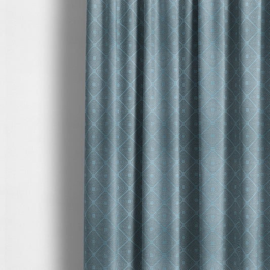 Azima Modern Sharp Geometric Pattern Light Blue Shine Upholstery Fabric JO-319 - Made To Measure Curtains