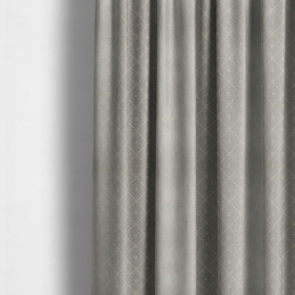 Azima Modern Sharp Geometric Pattern Grey Shine Upholstery Fabric JO-320 - Made To Measure Curtains