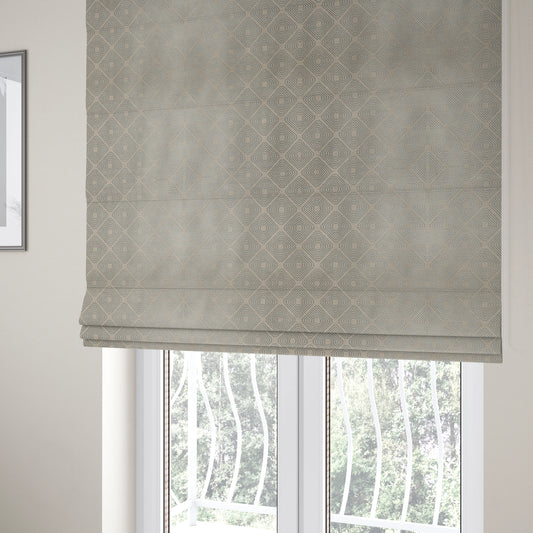 Azima Modern Sharp Geometric Pattern Grey Shine Upholstery Fabric JO-320 - Roman Blinds