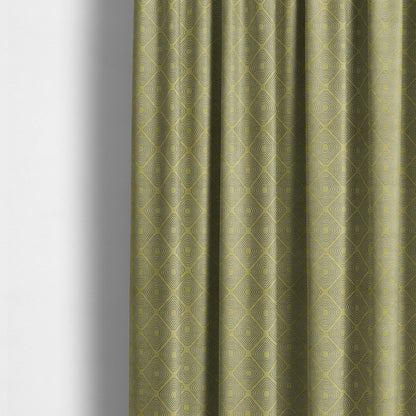 Azima Modern Sharp Geometric Pattern Green Silver Shine Upholstery Fabric JO-323 - Made To Measure Curtains