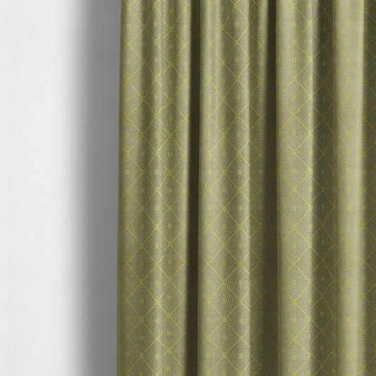 Azima Modern Sharp Geometric Pattern Green Silver Shine Upholstery Fabric JO-323 - Made To Measure Curtains