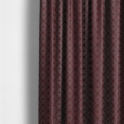 Azima Modern Sharp Geometric Pattern Burgundy Silver Shine Upholstery Fabric JO-324 - Made To Measure Curtains