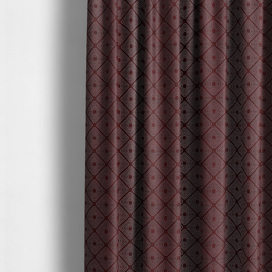 Azima Modern Sharp Geometric Pattern Burgundy Silver Shine Upholstery Fabric JO-324 - Made To Measure Curtains