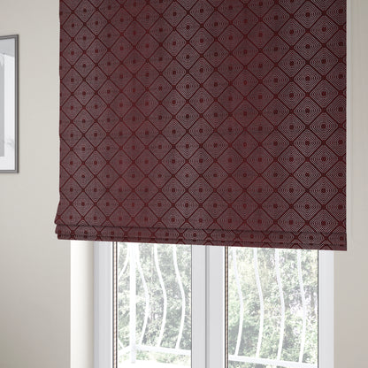 Azima Modern Sharp Geometric Pattern Burgundy Silver Shine Upholstery Fabric JO-324 - Roman Blinds