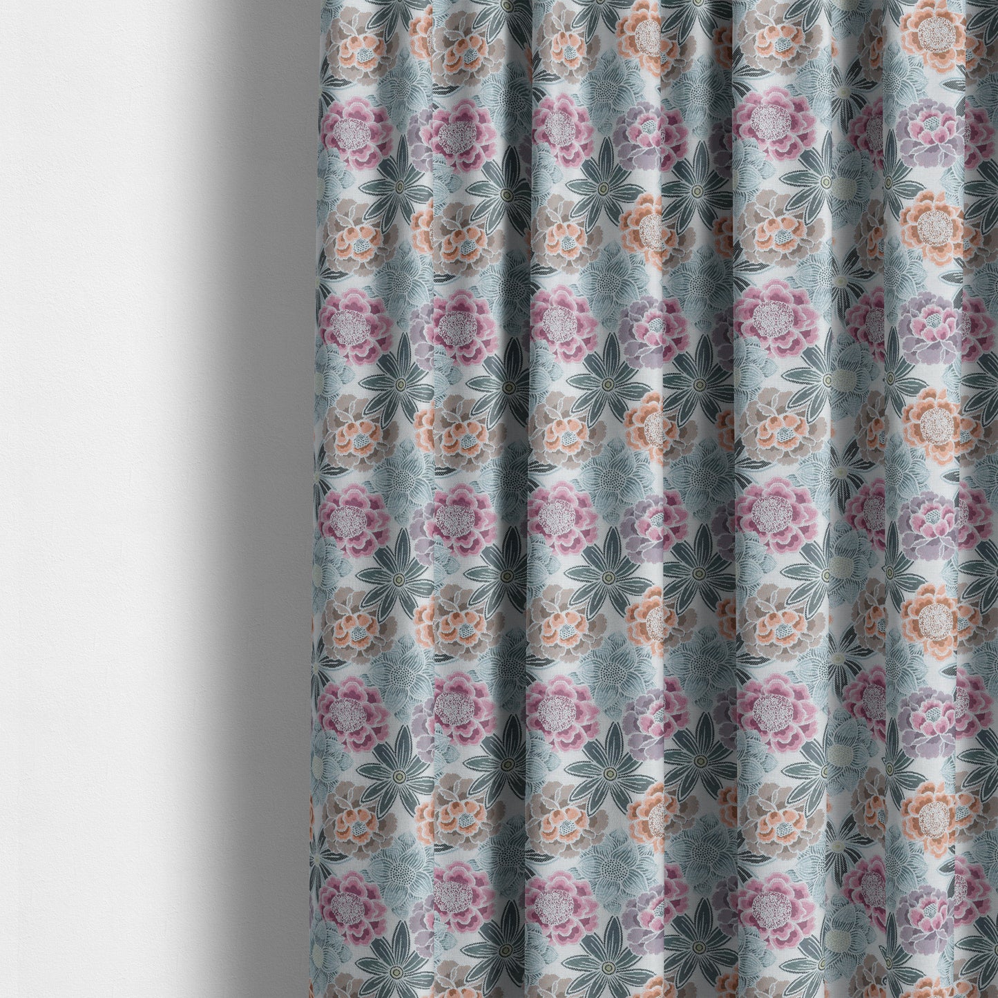 Bloomin Lovely Floral Pattern Collection Blue Woven Quality Upholstery Fabric JO-325 - Made To Measure Curtains