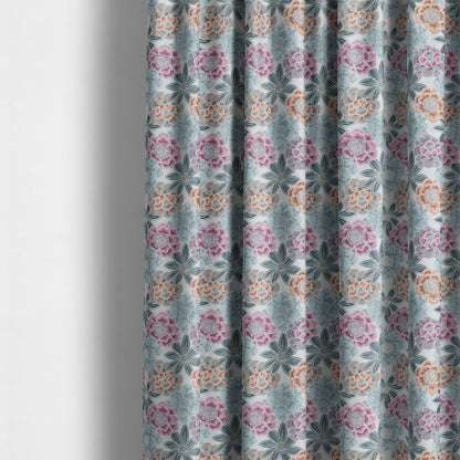 Bloomin Lovely Floral Pattern Collection Blue Woven Quality Upholstery Fabric JO-325 - Made To Measure Curtains