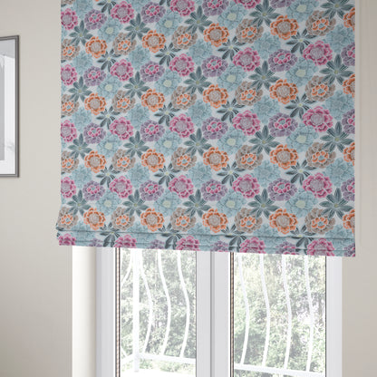 Bloomin Lovely Floral Pattern Collection Blue Woven Quality Upholstery Fabric JO-325 - Roman Blinds