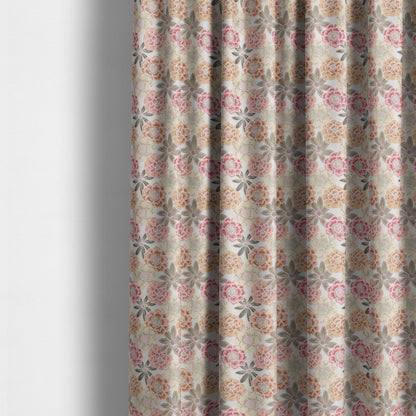 Bloomin Lovely Floral Pattern Collection Orange Woven Quality Upholstery Fabric JO-326 - Made To Measure Curtains