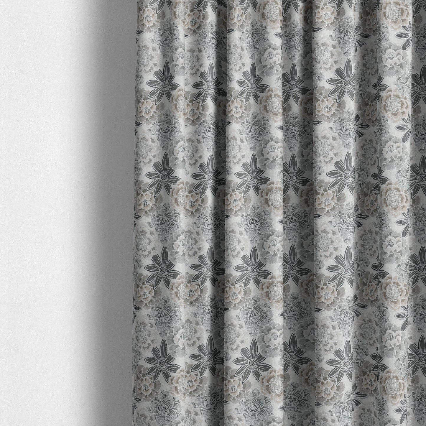 Bloomin Lovely Floral Pattern Collection Grey Woven Quality Upholstery Fabric JO-328 - Made To Measure Curtains