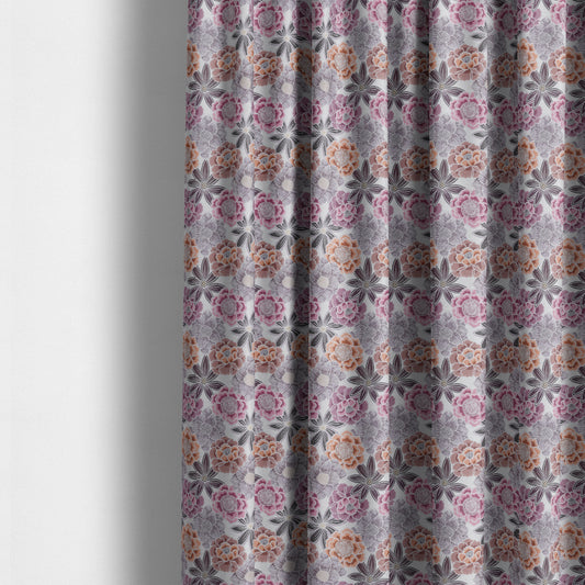 Bloomin Lovely Floral Pattern Collection Purple Woven Quality Upholstery Fabric JO-329 - Made To Measure Curtains