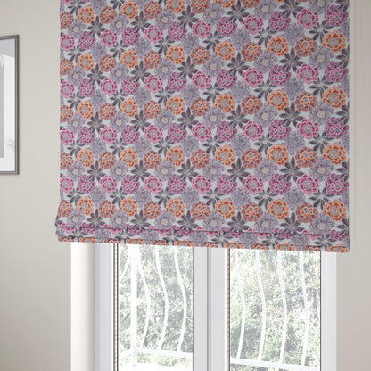 Bloomin Lovely Floral Pattern Collection Purple Woven Quality Upholstery Fabric JO-329 - Roman Blinds