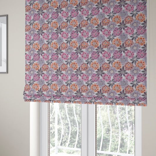 Bloomin Lovely Floral Pattern Collection Purple Woven Quality Upholstery Fabric JO-329 - Roman Blinds