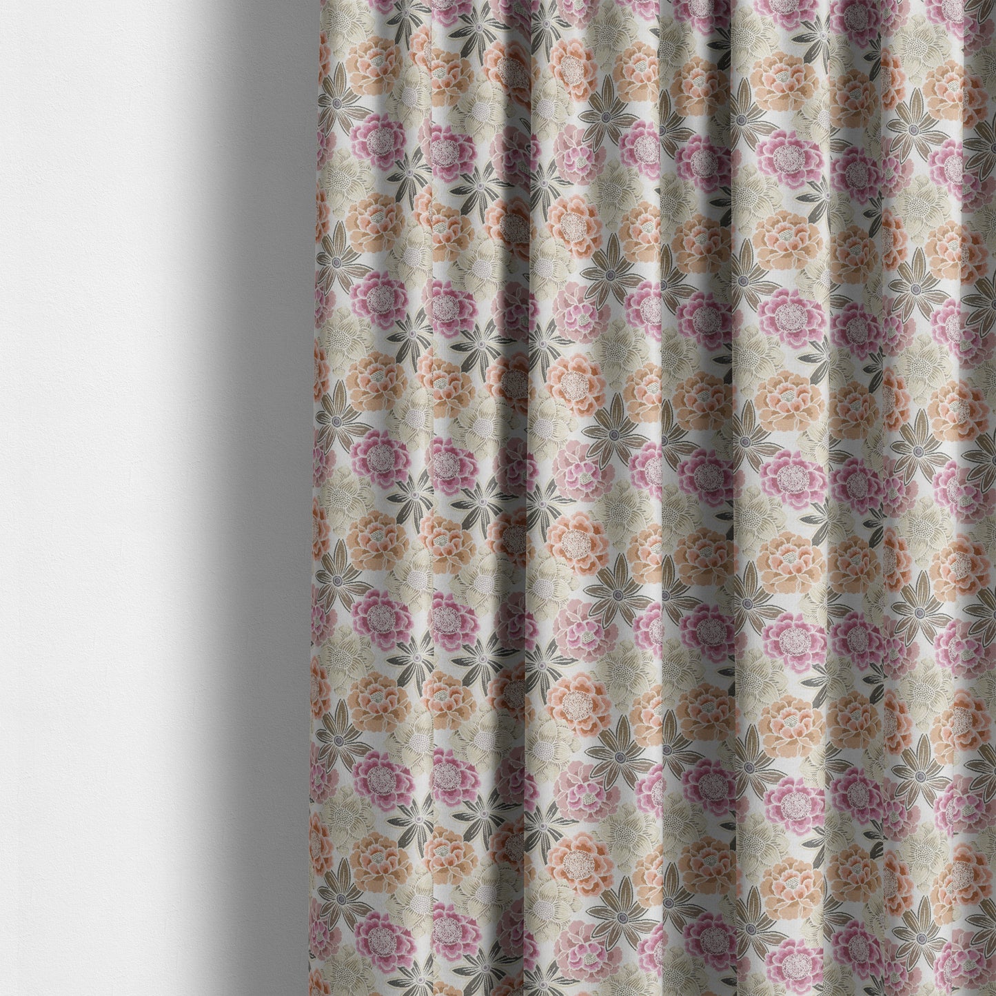 Bloomin Lovely Floral Pattern Collection Pink Yellow Woven Quality Upholstery Fabric JO-330 - Made To Measure Curtains