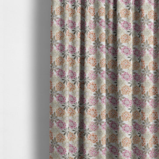 Bloomin Lovely Floral Pattern Collection Pink Yellow Woven Quality Upholstery Fabric JO-330 - Made To Measure Curtains