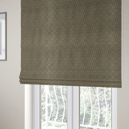 Azima Small Medallion Geometric Pattern Grey Silver Shine Upholstery Fabric JO-331 - Roman Blinds