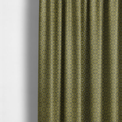 Azima Small Medallion Geometric Pattern Green Silver Shine Upholstery Fabric JO-335 - Made To Measure Curtains