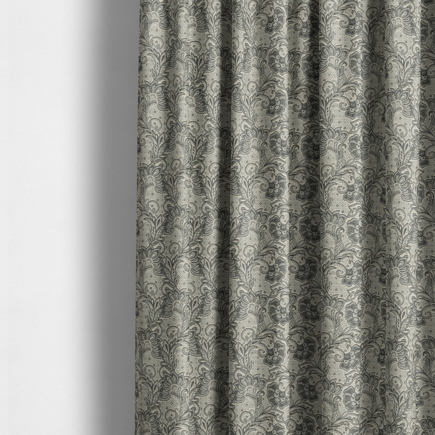 Otega Jacquard Quality Soft Floral Pattern Grey Colour Designer Fabric JO-343 - Made To Measure Curtains