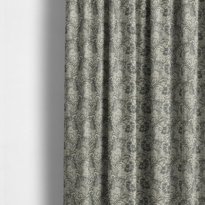 Otega Jacquard Quality Soft Floral Pattern Grey Colour Designer Fabric JO-343 - Made To Measure Curtains