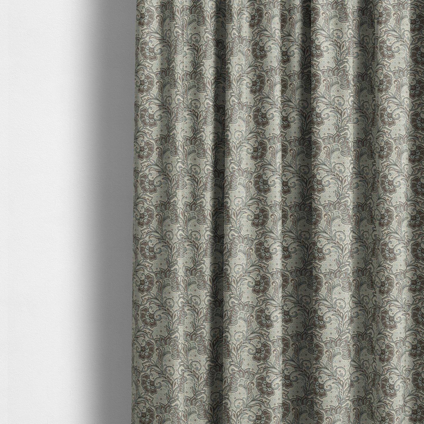 Otega Jacquard Quality Soft Floral Pattern Brown Colour Designer Fabric JO-346 - Made To Measure Curtains