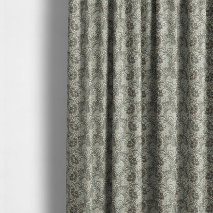 Otega Jacquard Quality Soft Floral Pattern Brown Colour Designer Fabric JO-346 - Made To Measure Curtains