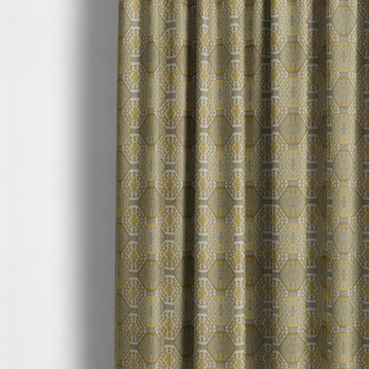 Mirador Medallion Pattern In Yellow Colour Interior Fabrics JO-348 - Made To Measure Curtains