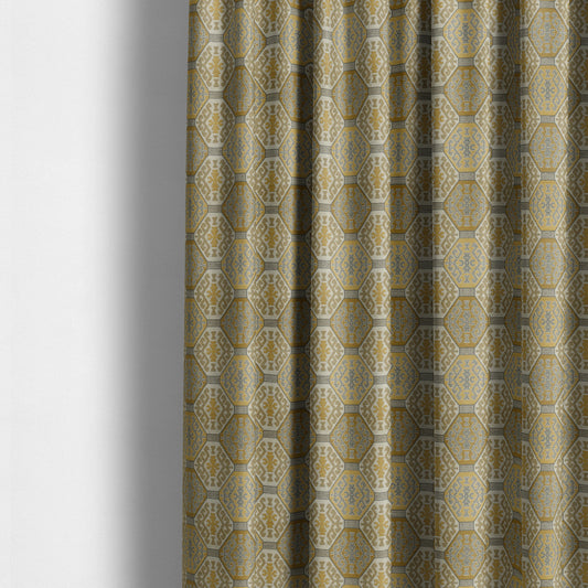 Mirador Medallion Pattern In Yellow Colour Interior Fabrics JO-348 - Made To Measure Curtains