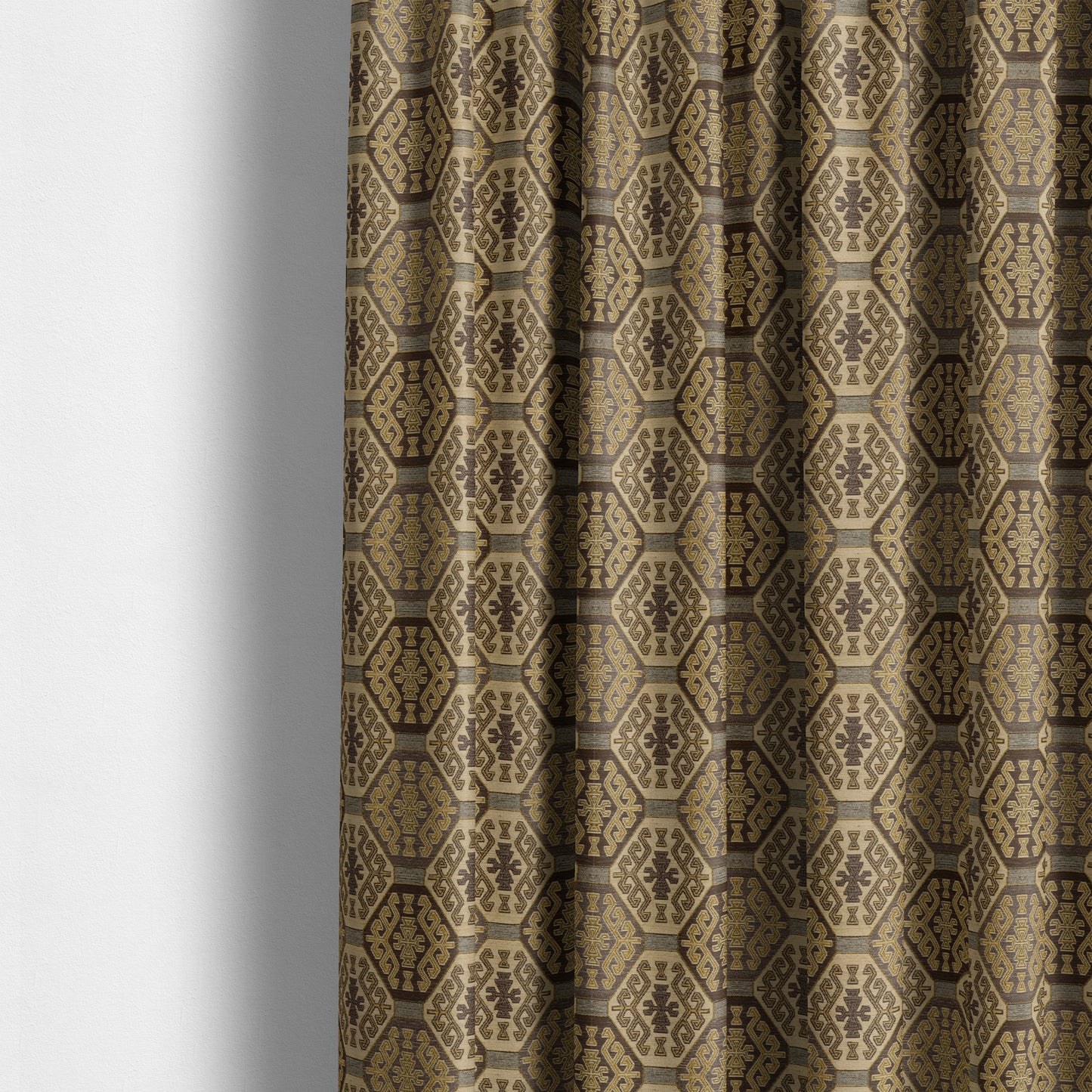 Mirador Medallion Pattern In Brown Colour Interior Fabrics JO-349 - Made To Measure Curtains