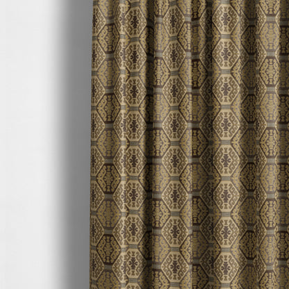 Mirador Medallion Pattern In Brown Colour Interior Fabrics JO-349 - Made To Measure Curtains