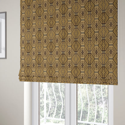 Mirador Medallion Pattern In Brown Colour Interior Fabrics JO-349 - Roman Blinds