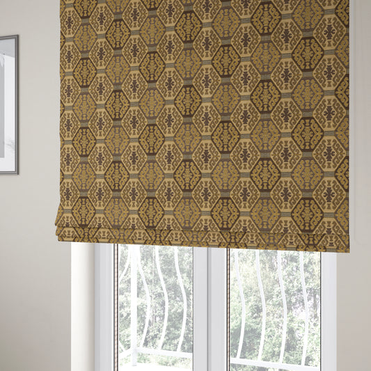 Mirador Medallion Pattern In Brown Colour Interior Fabrics JO-349 - Roman Blinds