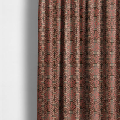 Mirador Medallion Pattern In Red Colour Interior Fabrics JO-350 - Made To Measure Curtains