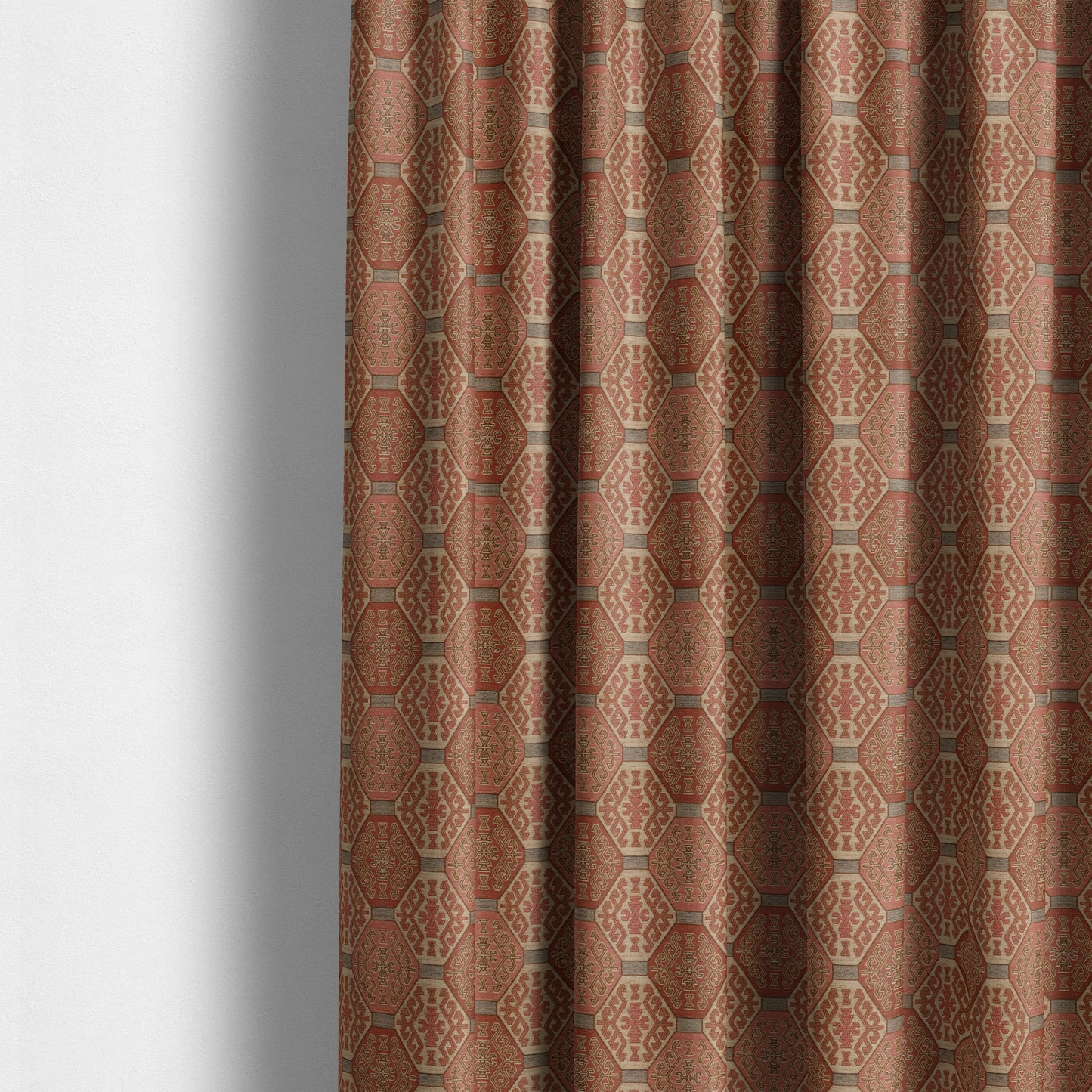 Mirador Medallion Pattern In Pink Colour Interior Fabrics JO-351 - Made To Measure Curtains