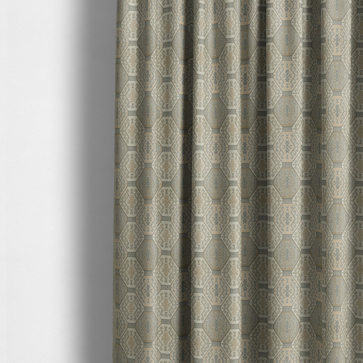 Mirador Medallion Pattern In Grey Beige Colour Interior Fabrics JO-352 - Made To Measure Curtains