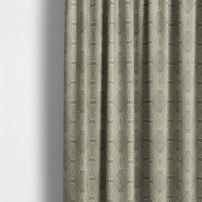 Mirador Medallion Pattern In Grey Beige Colour Interior Fabrics JO-352 - Made To Measure Curtains