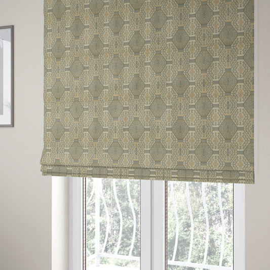 Mirador Medallion Pattern In Grey Beige Colour Interior Fabrics JO-352 - Roman Blinds