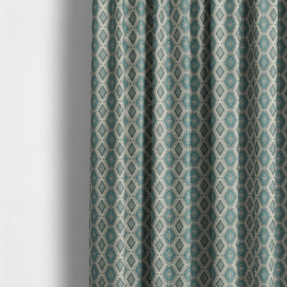 Juanita Small Motif Diamond Pattern In Blue Colour Interior Designer Fabrics JO-354 - Made To Measure Curtains