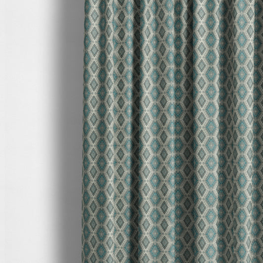 Juanita Small Motif Diamond Pattern In Blue Colour Interior Designer Fabrics JO-354 - Made To Measure Curtains