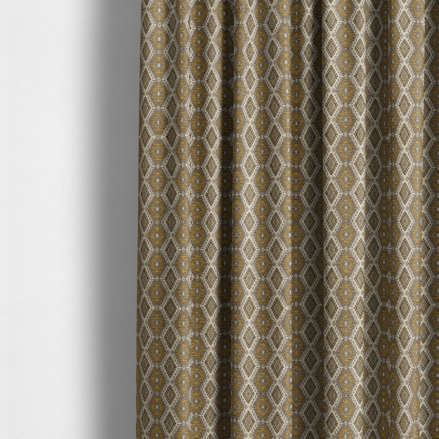 Juanita Small Motif Diamond Pattern In Yellow Colour Interior Designer Fabrics JO-355 - Made To Measure Curtains