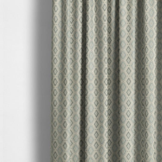 Juanita Small Motif Diamond Pattern In Grey Blue Colour Interior Designer Fabrics JO-357 - Made To Measure Curtains