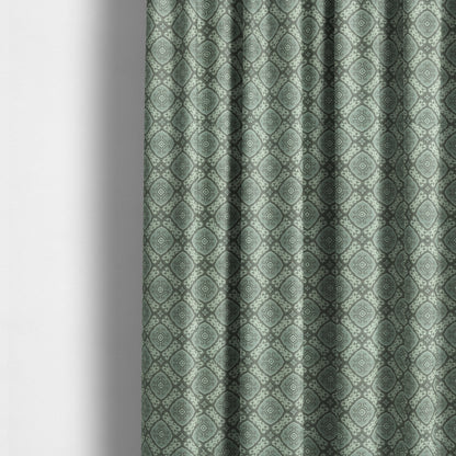 Azejulos Medallion Pattern Grey Green Colour Soft Woven Chenille Upholstery Fabric JO-36 - Made To Measure Curtains