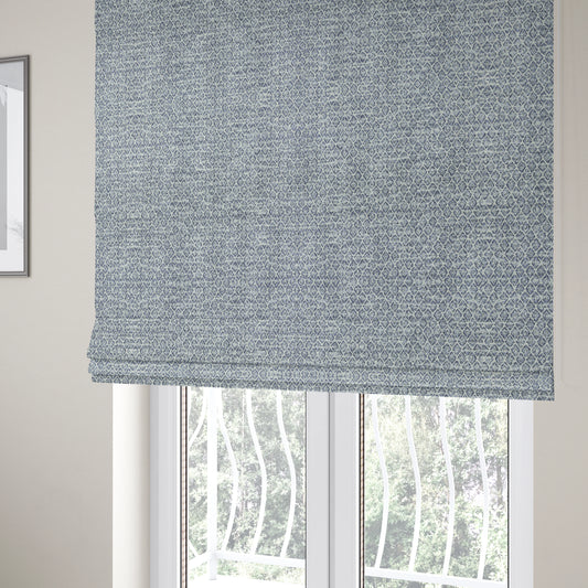 Ella Trellis Small Motif Design Blue Colour Woven Jacquard Upholstery Fabrics JO-365 - Roman Blinds