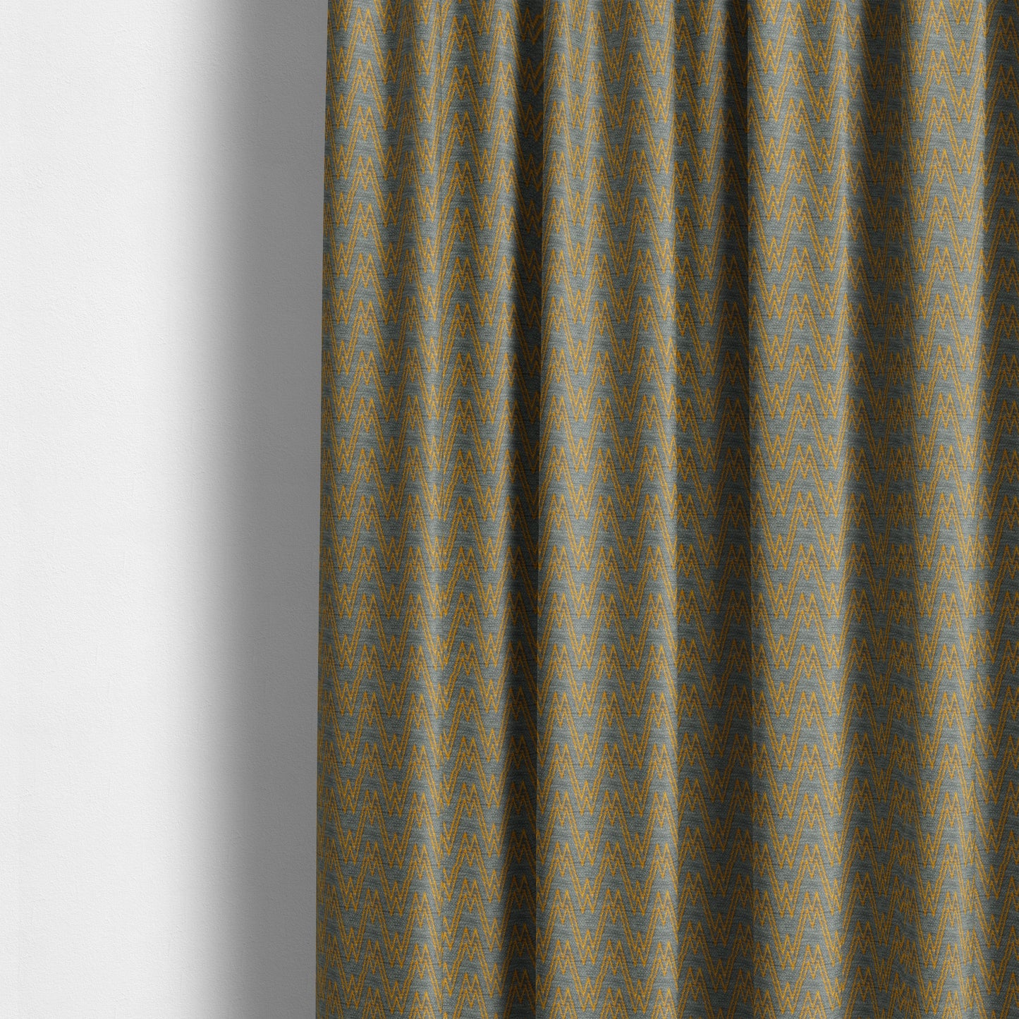 Marlow Woven Designer Chevron Striped Pattern In Grey Yellow Interior Fabric JO-369 - Made To Measure Curtains