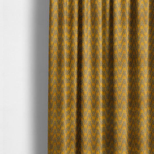 Marlow Woven Designer Chevron Striped Pattern In Yellow Grey Interior Fabric JO-369F - Roman Blinds