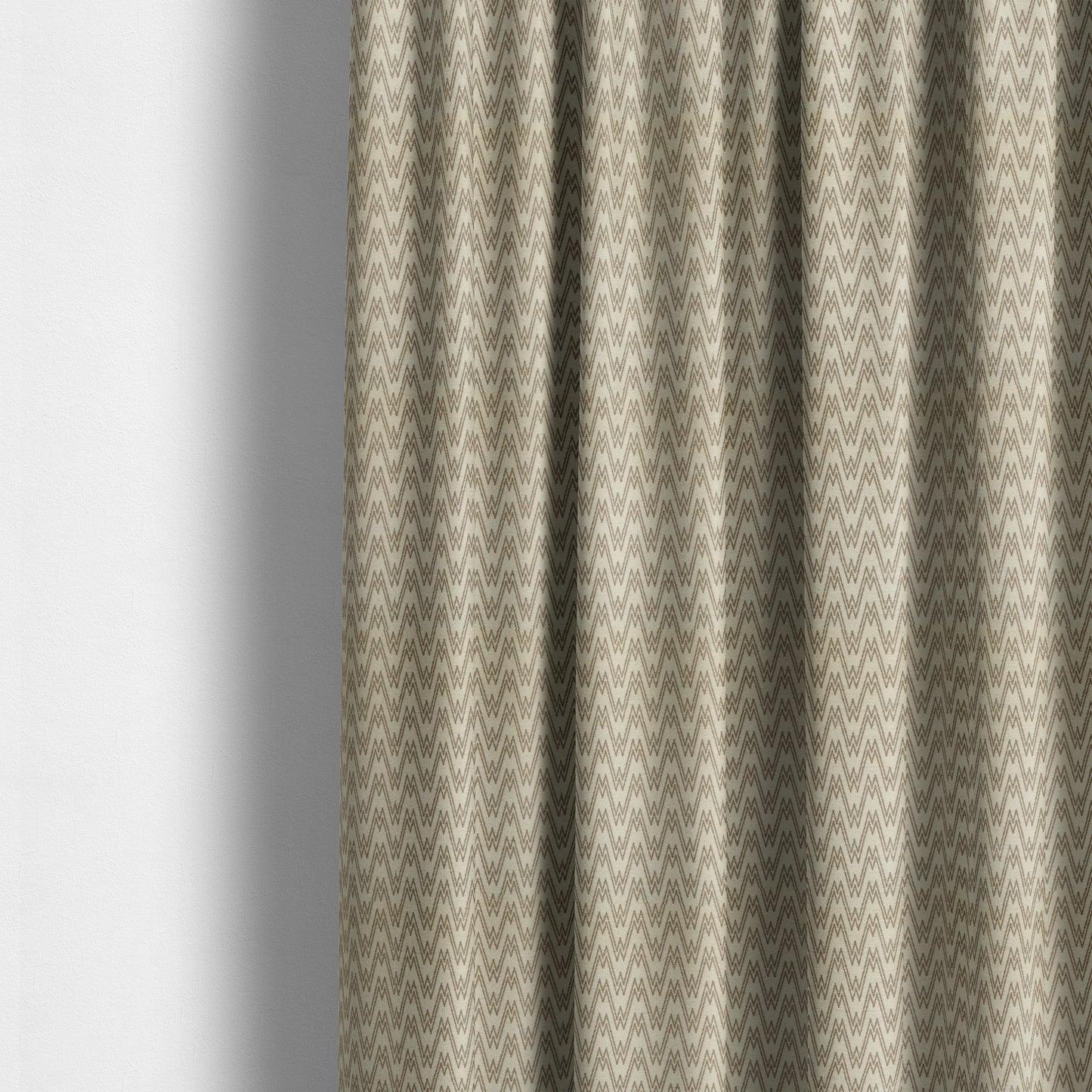 Marlow Woven Designer Chevron Striped Pattern In Cream Brown Interior Fabric JO-370 - Made To Measure Curtains