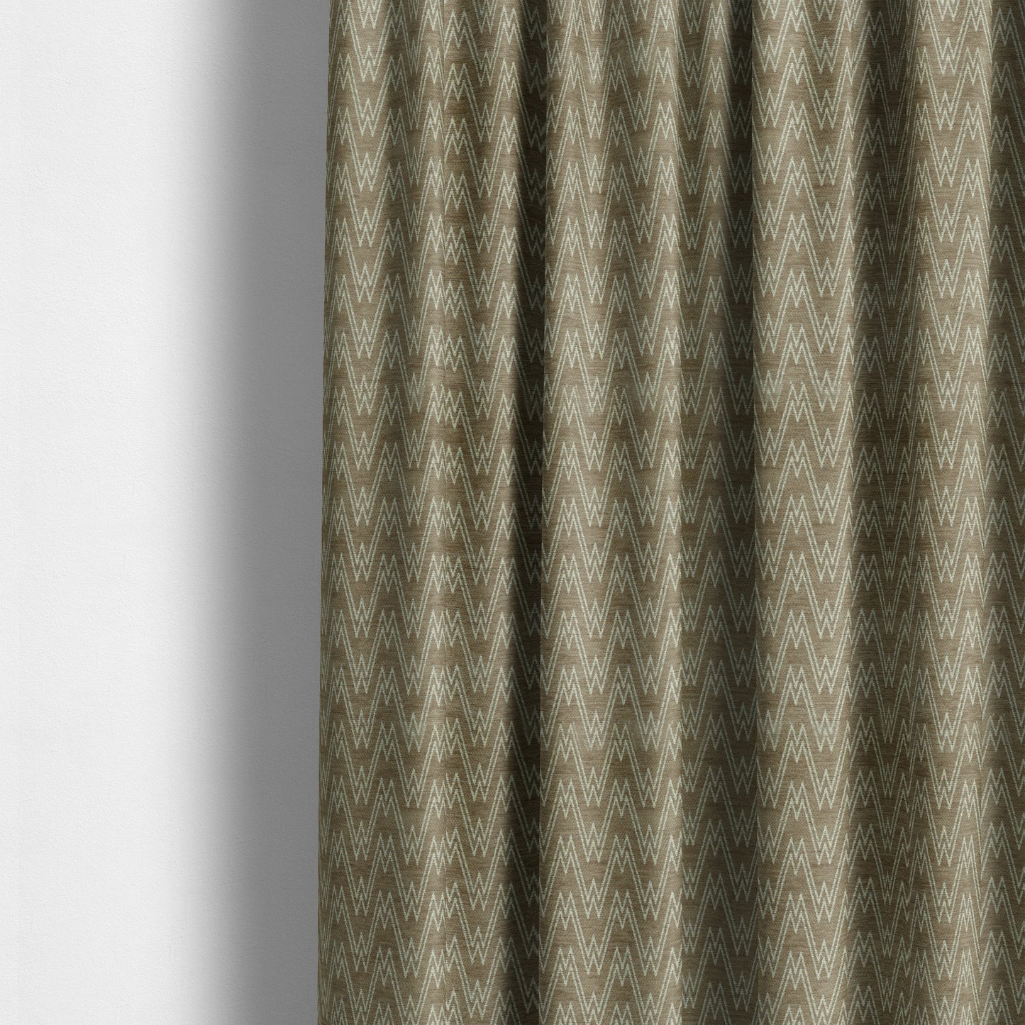 Marlow Woven Designer Chevron Striped Pattern In Brown Cream Interior Fabric JO-370F - Made To Measure Curtains