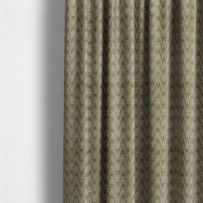 Marlow Woven Designer Chevron Striped Pattern In Brown Cream Interior Fabric JO-370F - Made To Measure Curtains